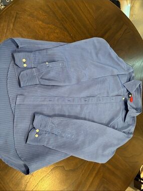 Men's Striped Dress Shirt in Slate Blue